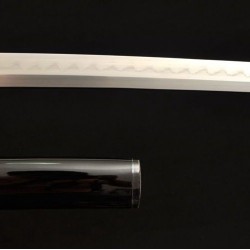 Japanese Samurai KATANA Sword Clay Temperd Damascus Folded Steel Real Rayskin Saya