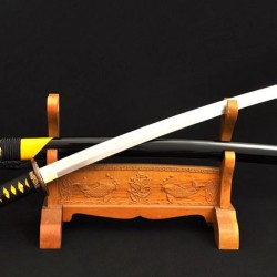 Japanese Samurai KATANA Sword Clay Temperd Damascus Folded Steel Real Rayskin Saya