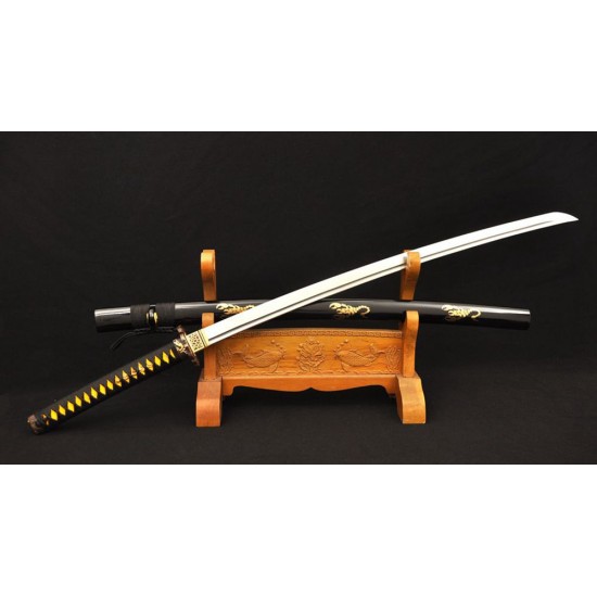 Clay Tempered Damascus Folded Steel KATANA Japanese Samurai Scorpion Sword