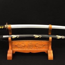 Clay Tempered Damascus Folded Steel KATANA Japanese Samurai Scorpion Sword