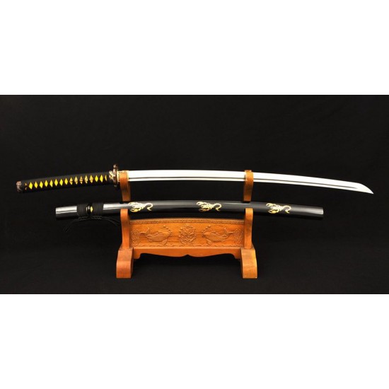 Clay Tempered Damascus Folded Steel KATANA Japanese Samurai Scorpion Sword