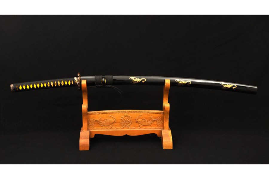 clay tempered blade japanese samurai katana iron higo fittings sword # halloween 