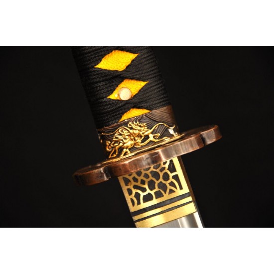 Clay Tempered Damascus Folded Steel KATANA Japanese Samurai Scorpion Sword