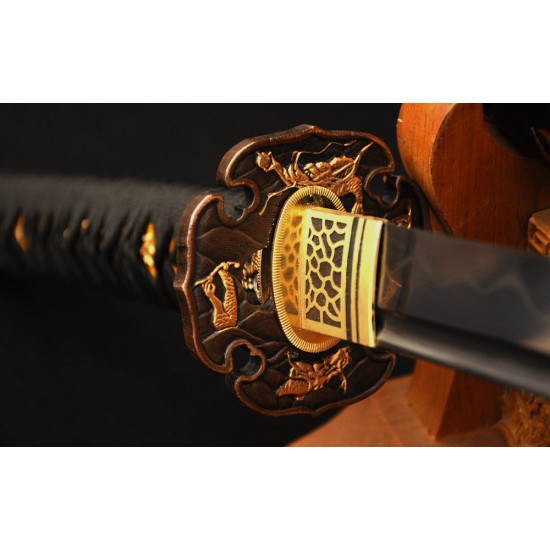 Clay Tempered Damascus Folded Steel KATANA Japanese Samurai Scorpion Sword