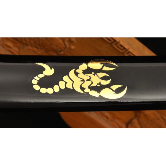 Clay Tempered Damascus Folded Steel KATANA Japanese Samurai Scorpion Sword