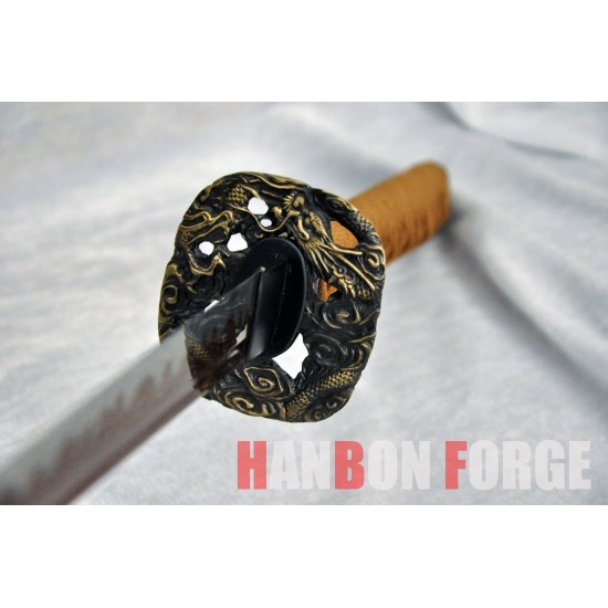 HANDMADE JAPANESE KATANA SWORD DRAGON TSUBA RED BLADE HANDMADE JAPANESE KATANA SWORD DRAGON TSUBA RED BLADE