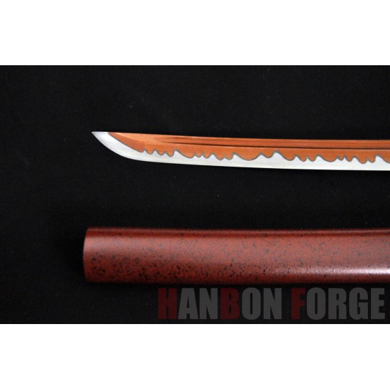 HANDMADE JAPANESE KATANA SWORD DRAGON TSUBA RED BLADE HANDMADE JAPANESE KATANA SWORD DRAGON TSUBA RED BLADE