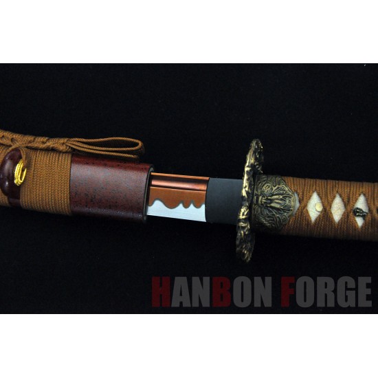 HANDMADE JAPANESE KATANA SWORD DRAGON TSUBA RED BLADE HANDMADE JAPANESE KATANA SWORD DRAGON TSUBA RED BLADE
