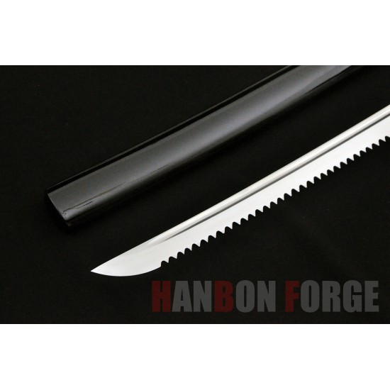 JAPANESE KATANA SWORD T10 TOOL STEEL FULL TANG SERRATED EDGE BLADE