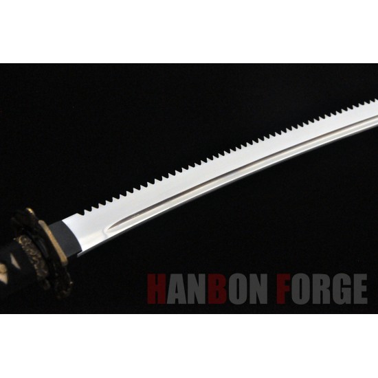 JAPANESE KATANA SWORD T10 TOOL STEEL FULL TANG SERRATED EDGE BLADE