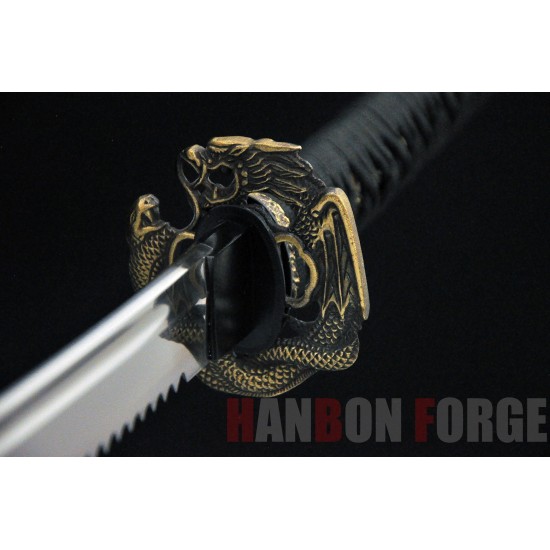 JAPANESE KATANA SWORD T10 TOOL STEEL FULL TANG SERRATED EDGE BLADE