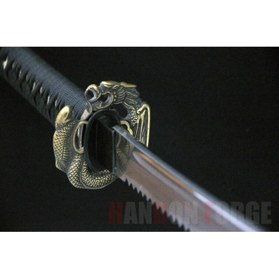 JAPANESE KATANA SWORD T10 TOOL STEEL FULL TANG SERRATED EDGE BLADE