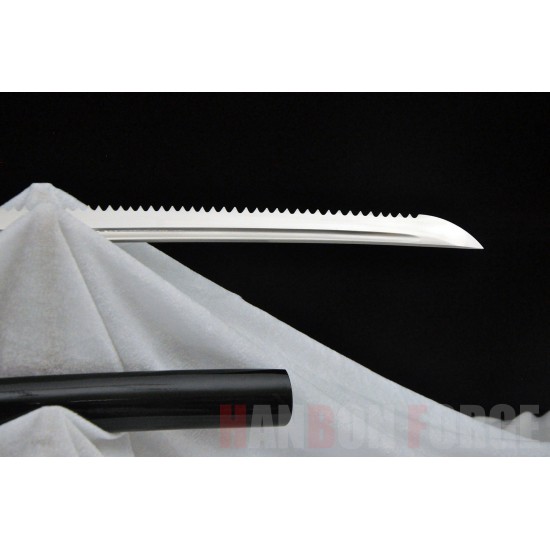 JAPANESE KATANA SWORD T10 TOOL STEEL FULL TANG SERRATED EDGE BLADE