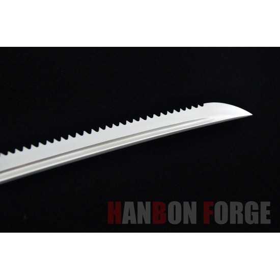 JAPANESE KATANA SWORD T10 TOOL STEEL FULL TANG SERRATED EDGE BLADE