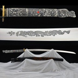 HAND MADE DRAGON KATANA JAPANESE SAMURAI SWORD T10 STEEL BLADE