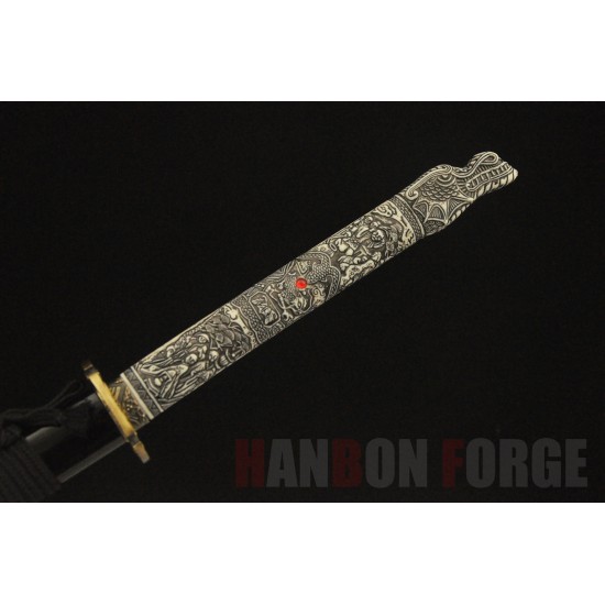 HAND MADE DRAGON KATANA JAPANESE SAMURAI SWORD T10 STEEL BLADE