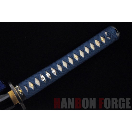 HAND MADE KATANA SWORD KOBUSE BLADE FULL RAYSKIN WRAPPED TSUKA