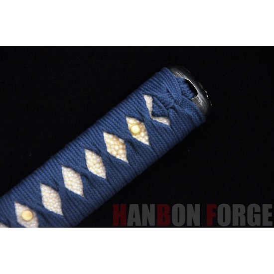 HAND MADE KATANA SWORD KOBUSE BLADE FULL RAYSKIN WRAPPED TSUKA