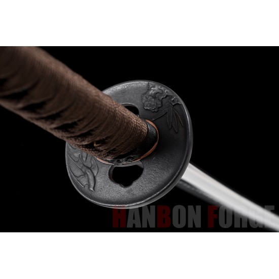 HAND MADE KATANA JAPANESE SAMURAI SWORD T10 STEEL CLAY TEMPERED HAZUYA POLISH