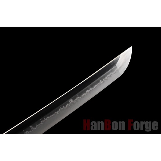 Japanese KATANA Sword T10 Steel Clay Tempered Choji Hamon Hazuya Polished Hawk Koshirae