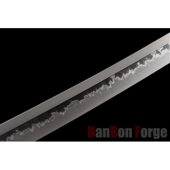 Japanese KATANA Sword T10 Steel Clay Tempered Choji Hamon Hazuya Polished Hawk Koshirae