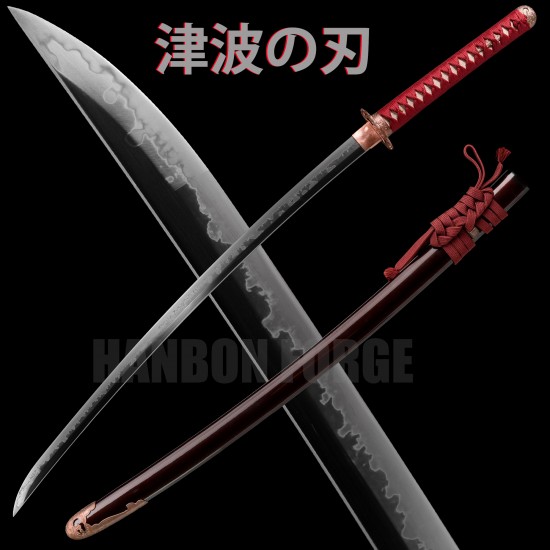 HANDMADE JAPANESE SAMURAI KATANA SWORD 津波の刃 TSUNAMI KATANA CHOJI HAMON 