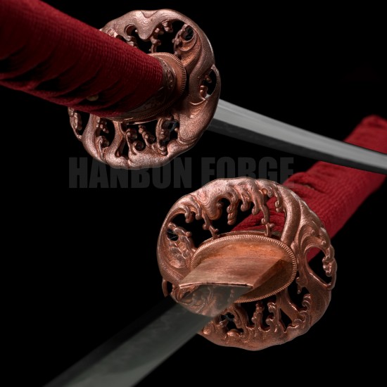 HANDMADE JAPANESE SAMURAI KATANA SWORD 津波の刃 TSUNAMI KATANA CHOJI HAMON 