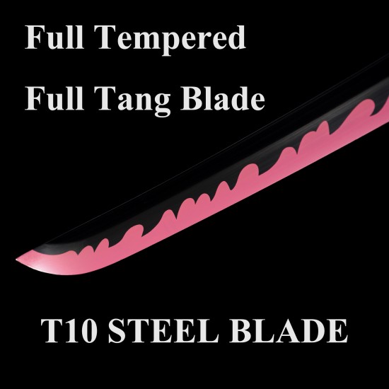 Hand Made Mitsuri Kanroji's Sword, Demon Slayer Katana Sword, Kimetsu No Yaiba Sword - Nichirin Sword T10 Steel Full Tang Blade