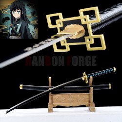 Hand Made Muichiro Tokito's Sword, Demon Slayer Katana Sword, Kimetsu No Yaiba Sword - Nichirin Sword, T10 Steel Full Tang Blade