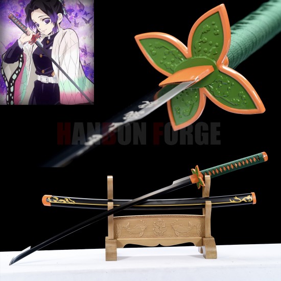 Hand Made Shinobu Kocho's Sword, Demon Slayer Katana Sword, Kimetsu No Yaiba Sword - Nichirin Sword, T10 Steel Full Tang Blade