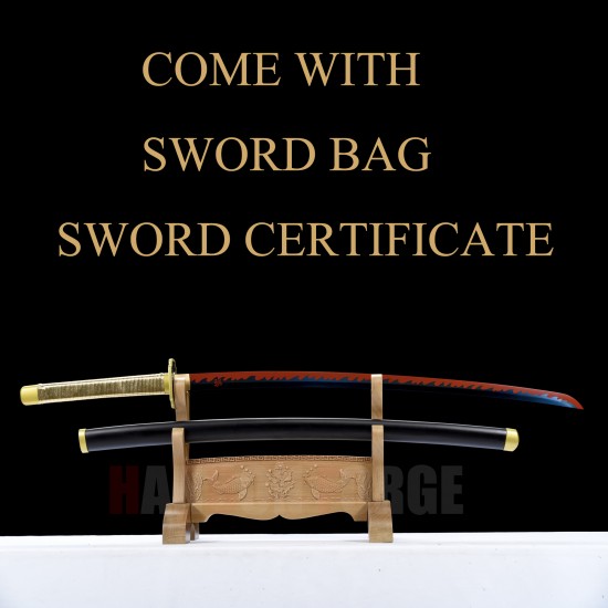 Hand Made Yoriichi's Sword, Demon Slayer Katana Sword, Kimetsu No Yaiba Sword - Nichirin Sword, T10 Steel Full Tang Blade
