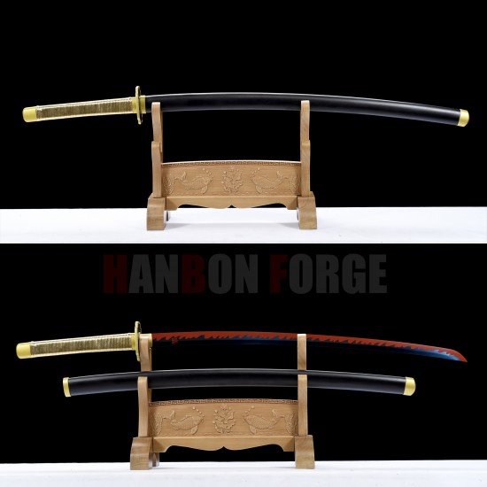 Hand Made Yoriichi's Sword, Demon Slayer Katana Sword, Kimetsu No Yaiba Sword - Nichirin Sword, T10 Steel Full Tang Blade