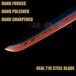 Hand Made Yoriichi's Sword, Demon Slayer Katana Sword, Kimetsu No Yaiba Sword - Nichirin Sword, T10 Steel Full Tang Blade