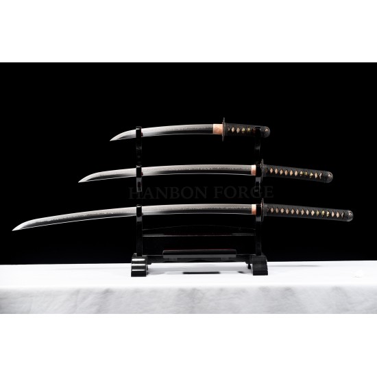 Handmade Japanese Sword Set (Katana + Wakizashi + Tanto) Choji Hamon