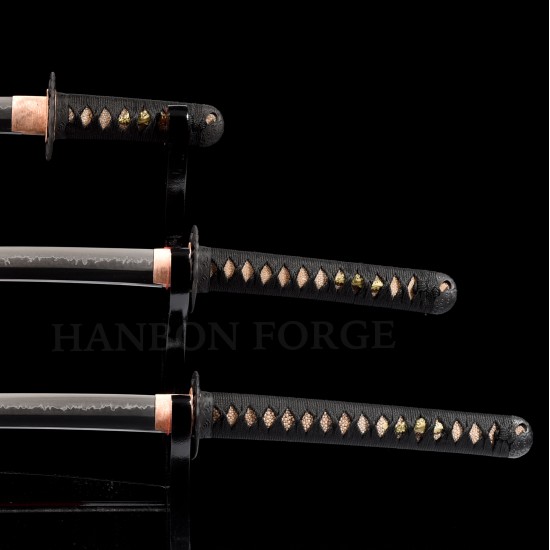 Handmade Japanese Sword Set (Katana + Wakizashi + Tanto) Choji Hamon