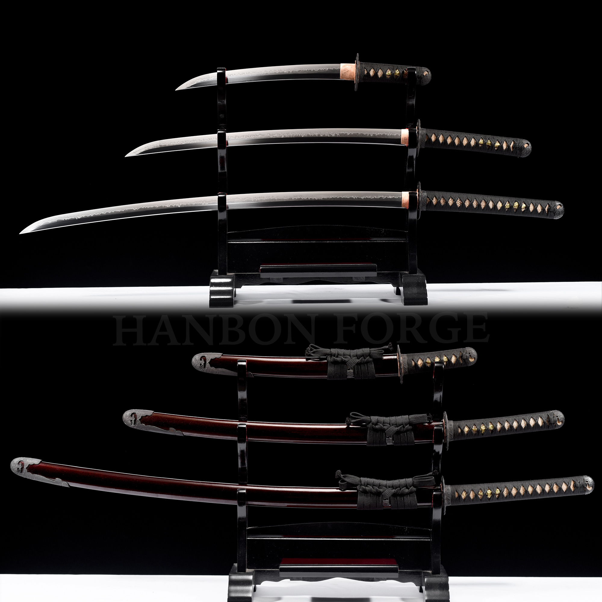 Handmade Japanese Sword Set (Katana, Wakizashi and Tanto) with
