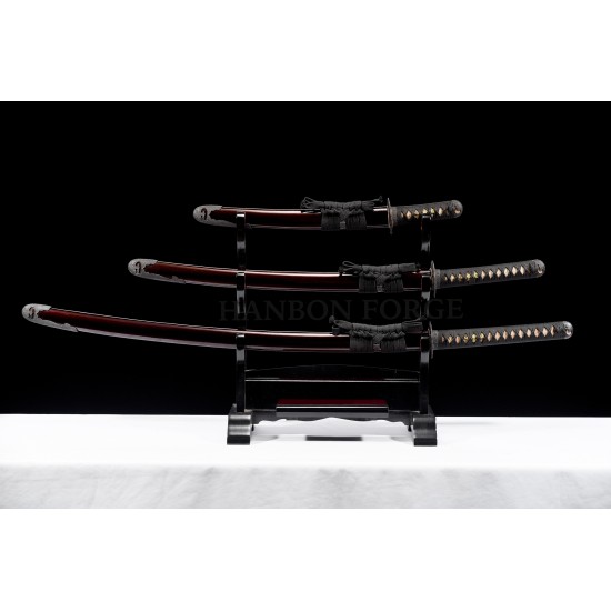 Handmade Japanese Sword Set (Katana + Wakizashi + Tanto) Choji Hamon