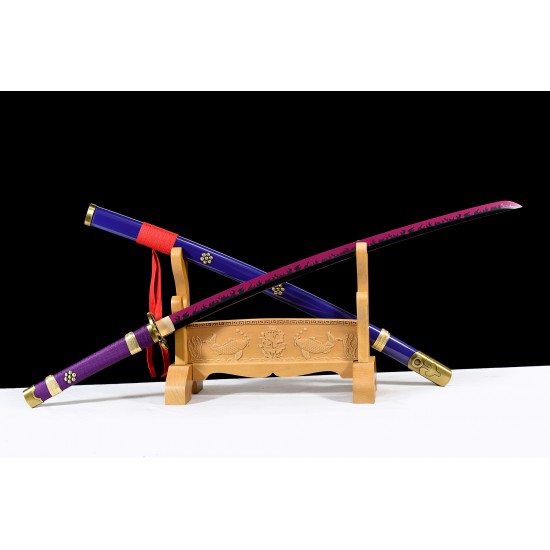 Hand Made One Piece Yama Enma Sword, Roronoa Zoro Katana, Trafalgar D Water Law Anime Sword T10 Steel Blade