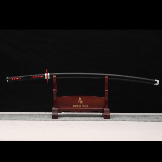 Hand Forged T10 Steel Tanjiro Kagura Katana - Full Tang Battle Ready Demon Slayer Sword Hand Forged T10 Steel Tanjiro Kagura Katana - Full Tang Battle Ready Demon Slayer Sword
