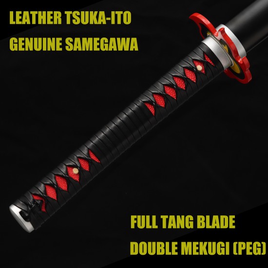 Hand Forged T10 Steel Tanjiro Kagura Katana - Full Tang Battle Ready Demon Slayer Sword Hand Forged T10 Steel Tanjiro Kagura Katana - Full Tang Battle Ready Demon Slayer Sword