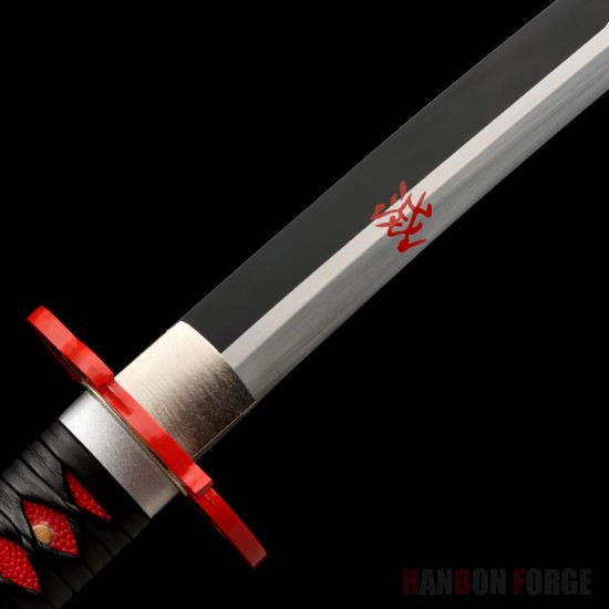 Hand Forged T10 Steel Tanjiro Kagura Katana - Full Tang Battle Ready Demon Slayer Sword Hand Forged T10 Steel Tanjiro Kagura Katana - Full Tang Battle Ready Demon Slayer Sword