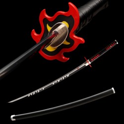 Hand Forged T10 Steel Tanjiro Kagura Katana - Full Tang Battle Ready Demon Slayer Sword