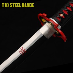 Hand Forged T10 Steel Tanjiro Kagura Katana - Full Tang Battle Ready Demon Slayer Sword