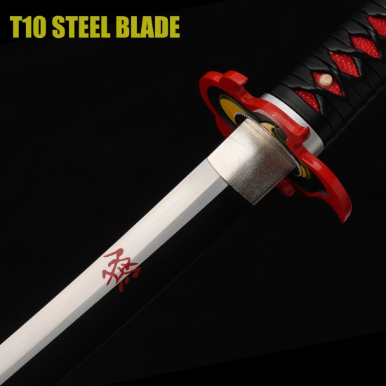 Hand Forged T10 Steel Tanjiro Kagura Katana - Full Tang Battle Ready Demon Slayer Sword Hand Forged T10 Steel Tanjiro Kagura Katana - Full Tang Battle Ready Demon Slayer Sword