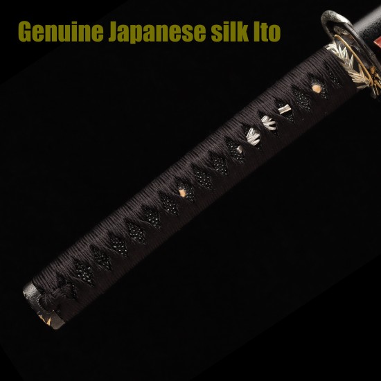 Handmade Samurai Katana Sword | T10 Clay Tempered Blade with Choji Hamon & Hazuya Polish | Snake & Bamboo Handmade Samurai Katana Sword | T10 Clay Tempered Blade with Choji Hamon & Hazuya Polish | Snake & Bamboo