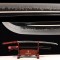 Handmade Samurai Katana Sword | T10 Clay Tempered Blade with Choji Hamon | Wolf & Moon Brass Fittings | Red Rayskin Saya