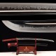 Handmade Samurai Katana Sword | T10 Clay Tempered Blade with Choji Hamon | Wolf & Moon Brass Fittings | Red Rayskin Saya Handmade Samurai Katana Sword | T10 Clay Tempered Blade with Choji Hamon | Wolf & Moon Brass Fittings | Red Rayskin Saya