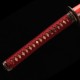 Handmade Samurai Katana Sword | T10 Clay Tempered Blade with Choji Hamon | Wolf & Moon Brass Fittings | Red Rayskin Saya Handmade Samurai Katana Sword | T10 Clay Tempered Blade with Choji Hamon | Wolf & Moon Brass Fittings | Red Rayskin Saya