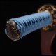 Handmade Samurai Katana | T10 Clay Tempered Blade with Choji Hamon | Wave Theme Brass Fittings | Deep Blue Speckled Saya Handmade Samurai Katana | T10 Clay Tempered Blade with Choji Hamon | Wave Theme Brass Fittings | Deep Blue Speckled Saya