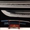 Handmade Samurai Katana | T10 Clay Tempered Blade with Choji Hamon | Wave Theme Brass Fittings | Deep Blue Speckled Saya